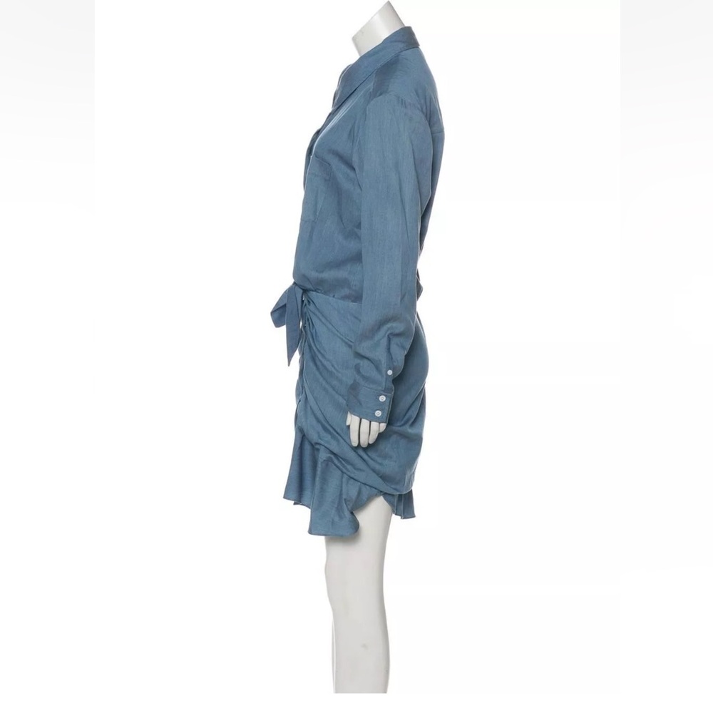 Veronica Beard Blue Ruched Long Sleeve Shirt MIDI Dress sz6 - Picture 3 of 14